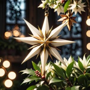 Gwiazda betlejemska z kolorowymi dodatkami