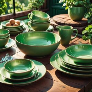 Kawałki porcelany zielonej