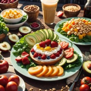 Różnorodność produktów na plakacie o zdrowym odżywianiu